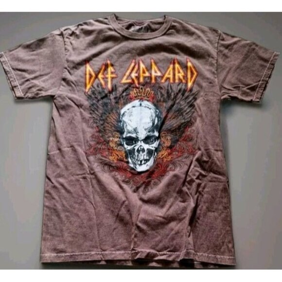 Def Leppard T-shirt Brown Band Shirt Men's Size Medium - Picture 1 of 6